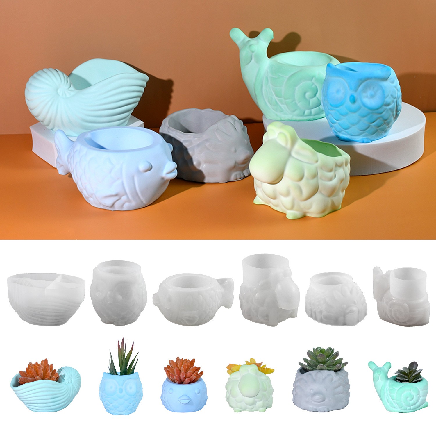 3D Printing Epoxy Resin - 3D Tier Blumentopf Silikonform DIY Schnecke