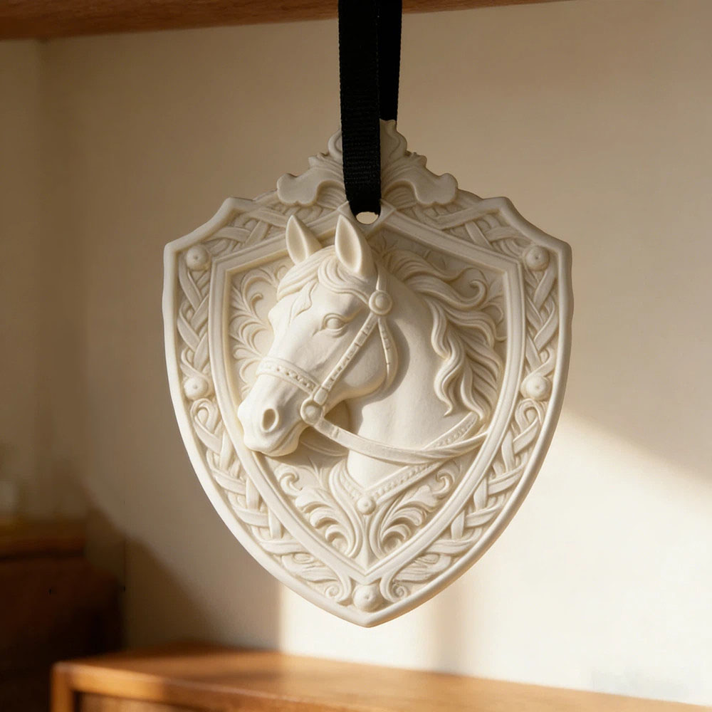 3D Printing Epoxy Resin - Vintage Pferdekopf-Schild-Relief Silikonform 3D Tier Auto-Anhänger