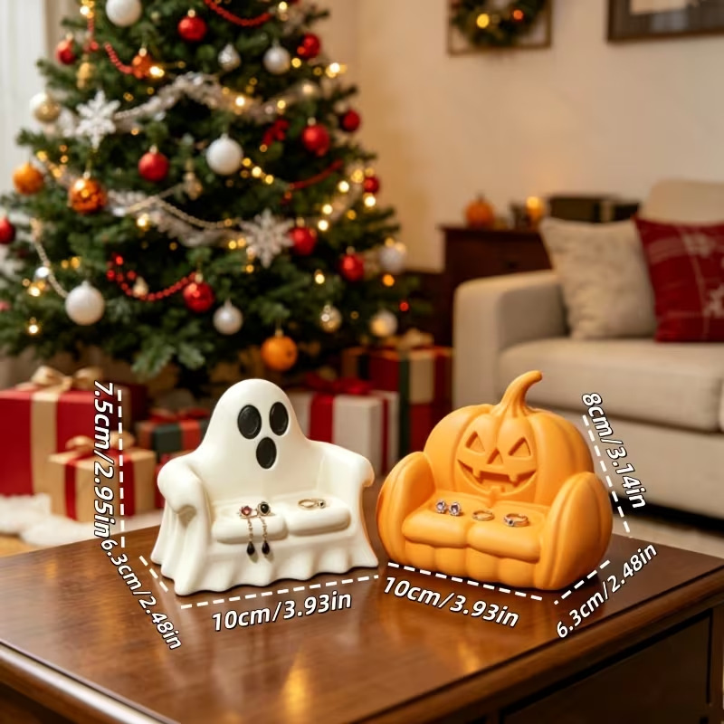 3D Printing Ring Holder - 3D-Gedruckter Geister-Schmuckhalter Kürbis-Sofa Schmuckschale Niedlicher Halloween-Ring-Organizer