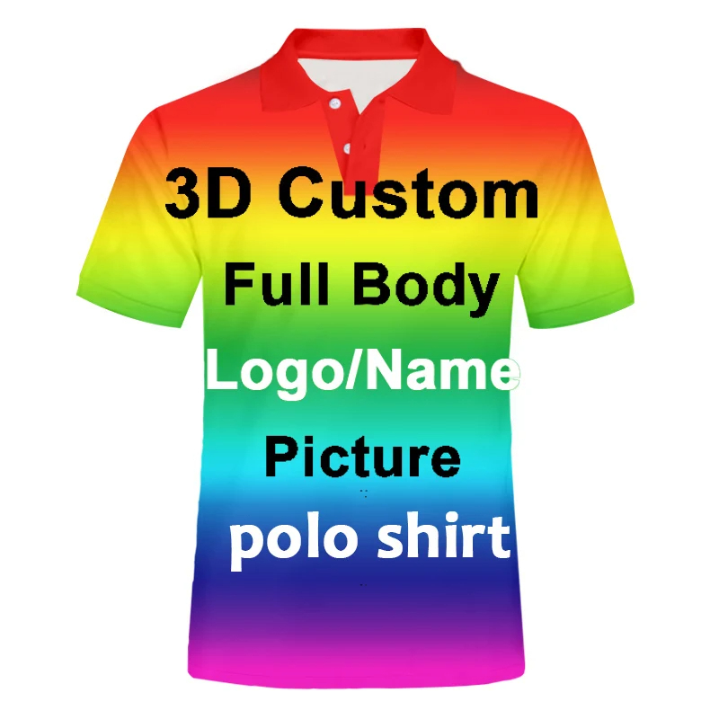 3D Printing Foto - Herren-Poloshirt mit 3D-Druck-Logo, personalisiertem Foto, individuell