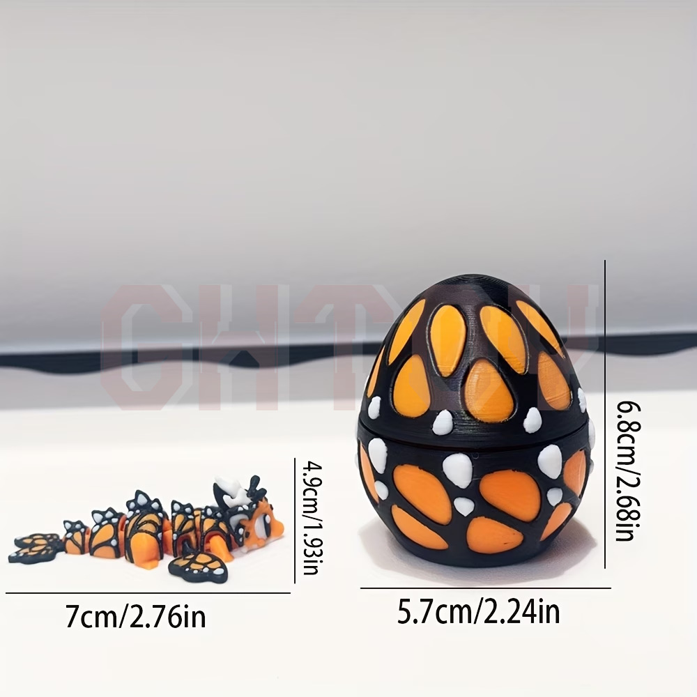 3D Printing Fidget Toys - 3D-gedruckte Schmetterlings-Drachenei-Gelenkfigur, bewegliches Fantasy-Kreatur-Fidget-Spielzeug, Sammlerstück, Schreibtischdeko,
