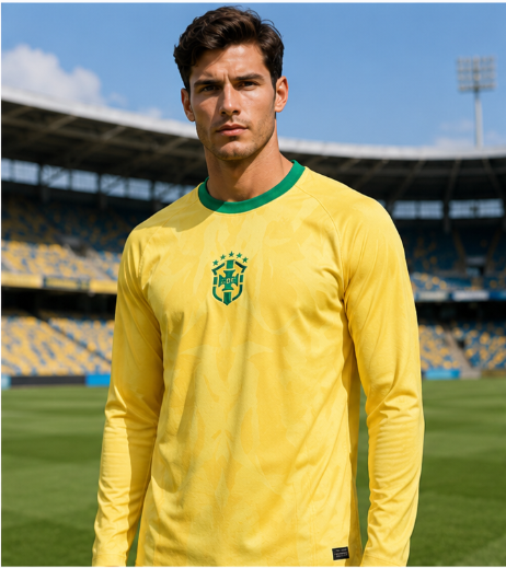 3D Printing Designing - Brasilien 2026 Gedenkausgabe 3D-Gedrucktes Langarm-Fußballtrikot Schnelltrocknend